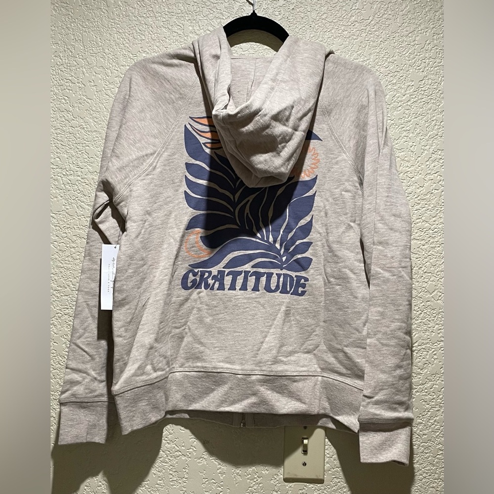 Spiritual Gangster NWT Gratitude Slub Terry  Raglan Full Zip Cream Hoodie XS - Picture 7 of 12